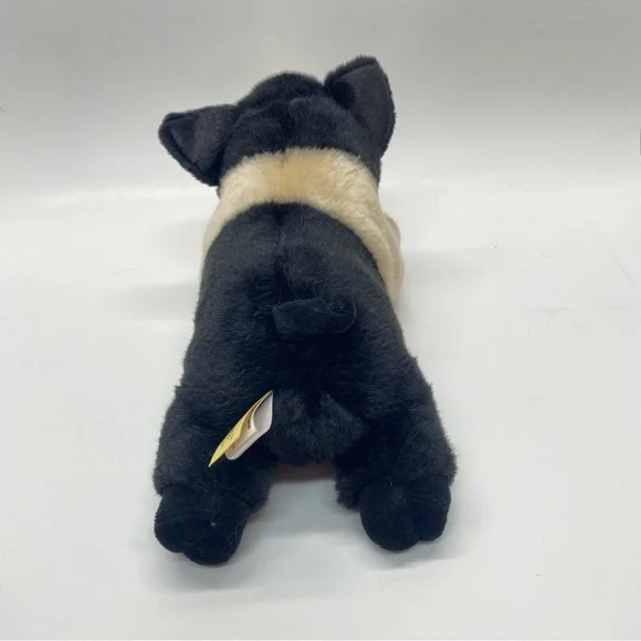 Aurora Miyoni Hampshire Pig Stuffed Animal Plush Black & Beige Life Like Toy - Picture 5 of 13